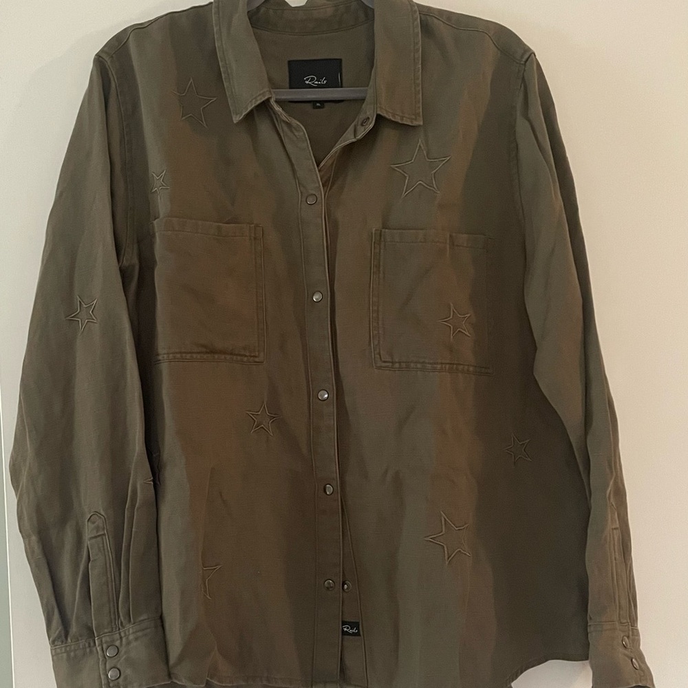 Rails Olive Green Star Embroidered Shirt